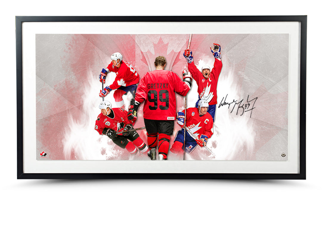 Wayne Gretzky Autographed Team Canada Homeland Framed 36X18 Photo Collage