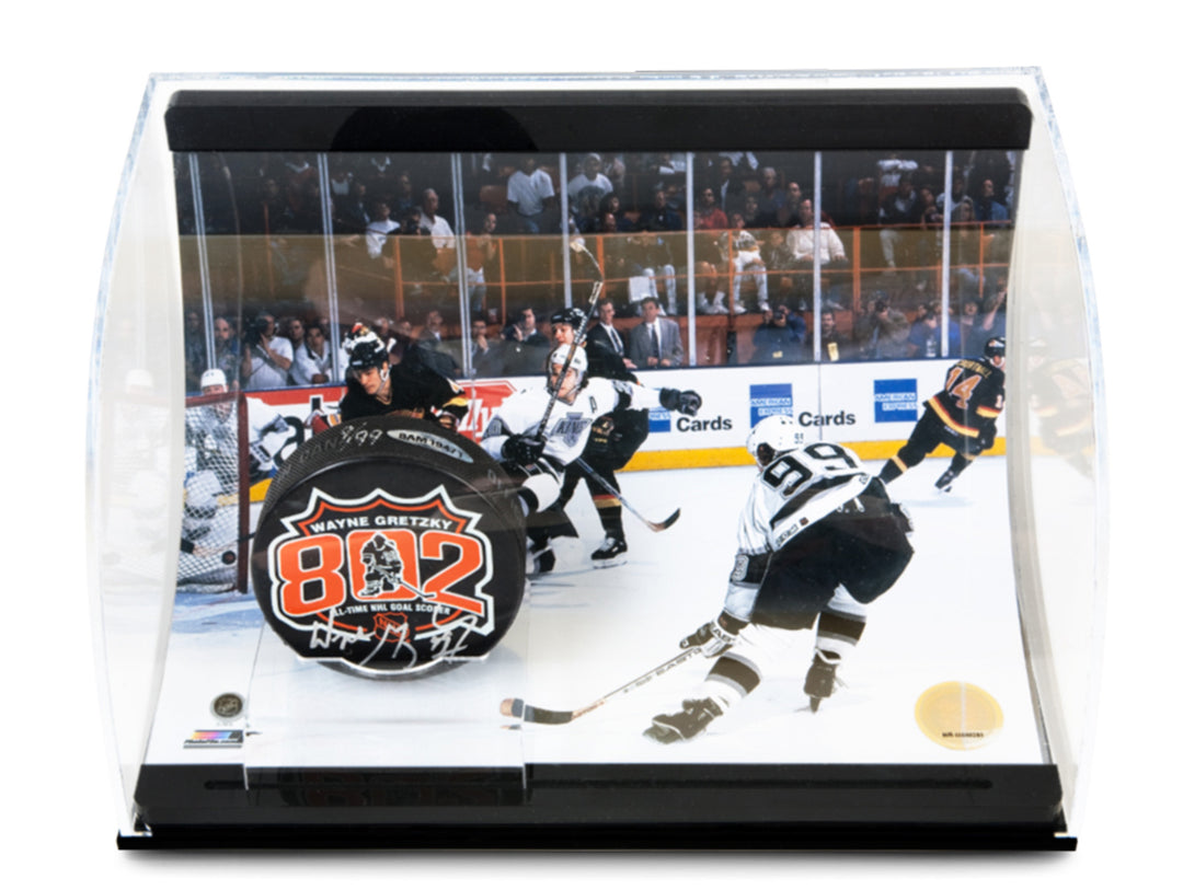 Wayne Gretzky Signed La Kings 802 Goals Puck - 8X10 In Display Case - Ltd /99