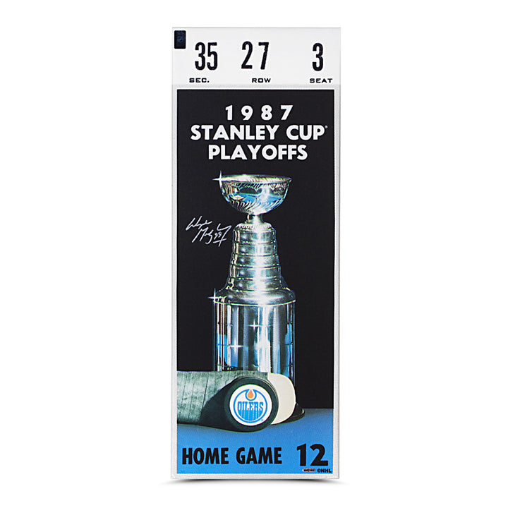 Wayne Gretzky Autographed 1987 Stanley Cup Game 7 Canvas Mega Ticket