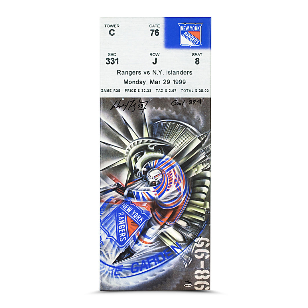 Wayne Gretzky Inscribed Goal 894 894 Goal Game Canvas Mega Ticket - Ltd /99