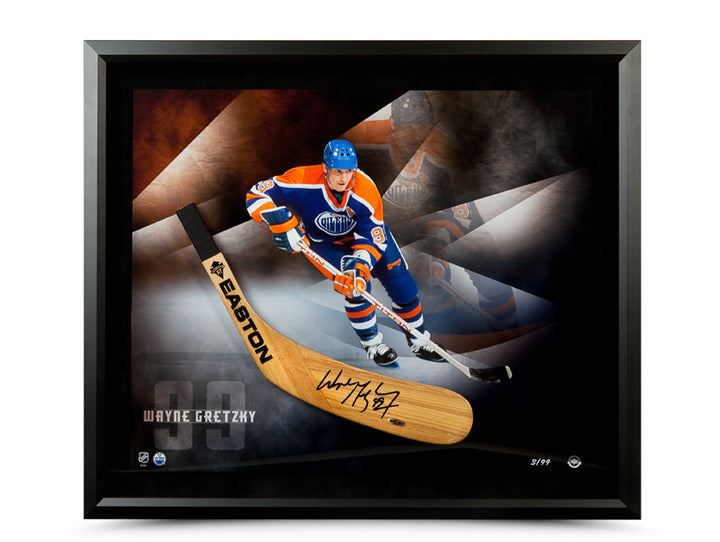Wayne Gretzky Signed Hockey Blade, With Smoke And Mirrors Photo - Ltd Ed /99