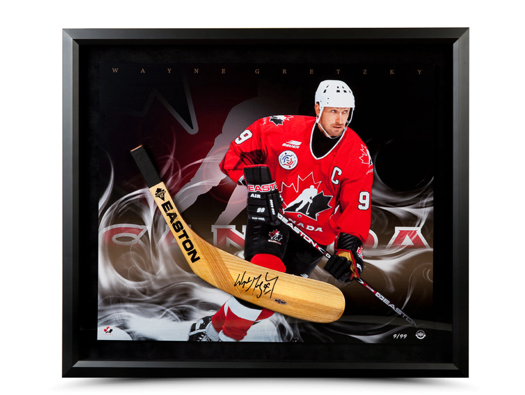 Wayne Gretzky Signed Hockey Blade Framed With Ice Cold Photo - Ltd Ed /99