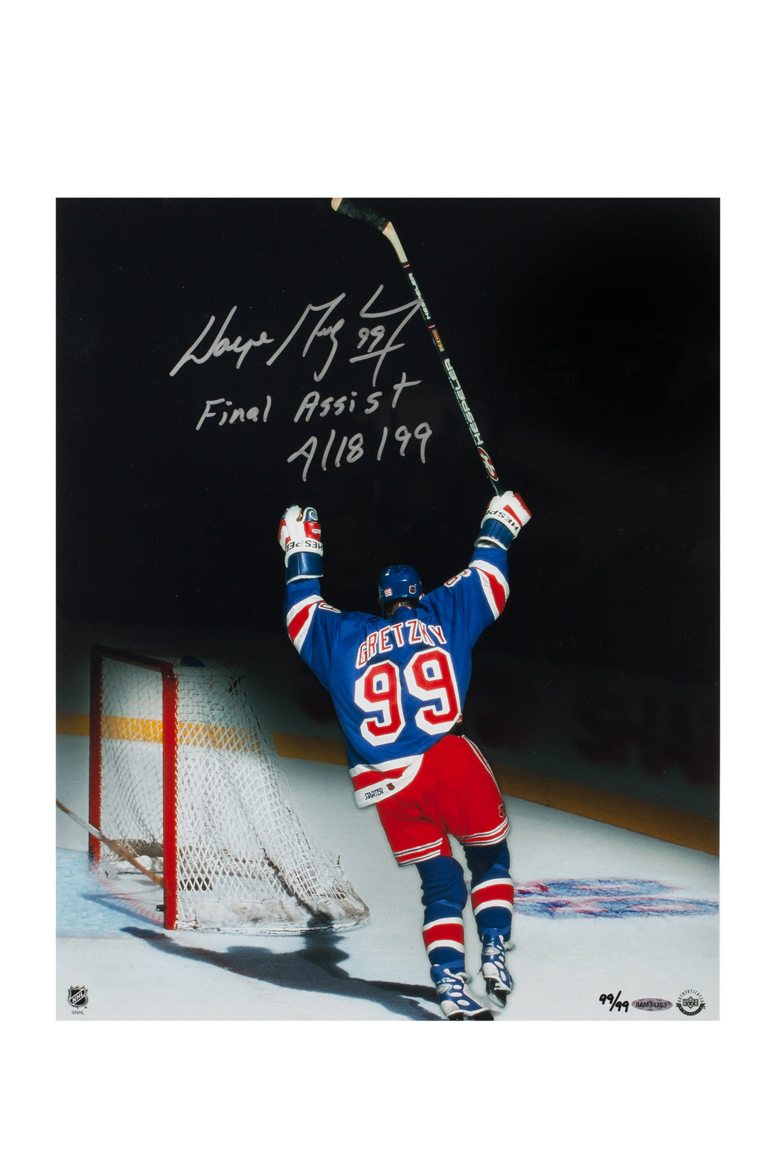 Wayne Gretzky Signed & Inscribed 16X20 Final Assist 4/18/99