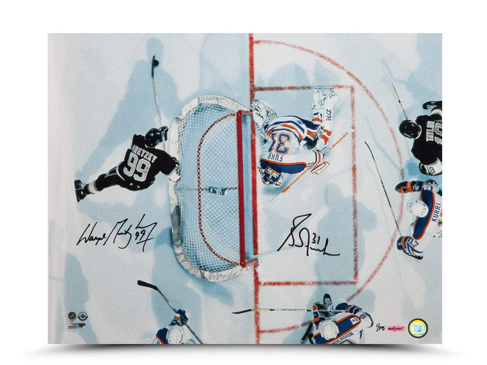 Wayne Gretzky & Grant Fuhr Dual Signed Aerial Assault 16X20 - Limited To 75