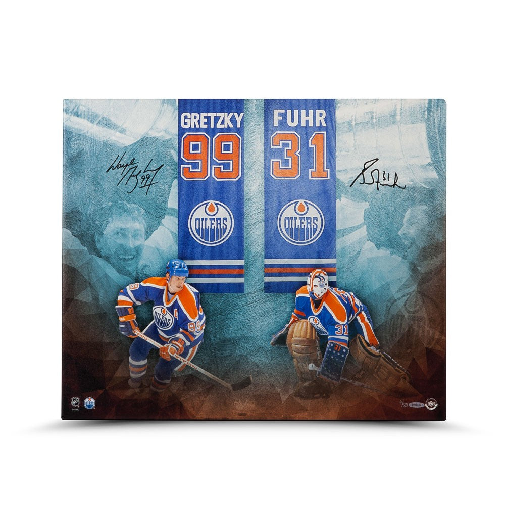 Wayne Gretzky & Grant Fuhr Dual Signed 20X24 Canvas - Limited To 50