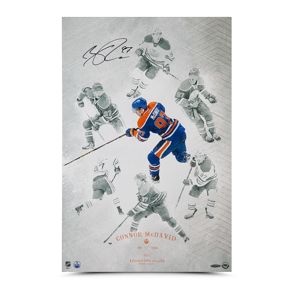 Connor Mcdavid Signed On The Rise 16X24 Image - Autographed